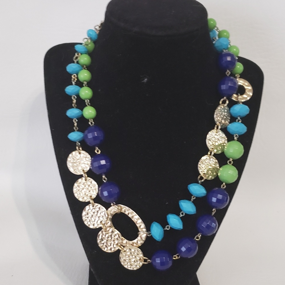 Graziano multicolored double string necklace